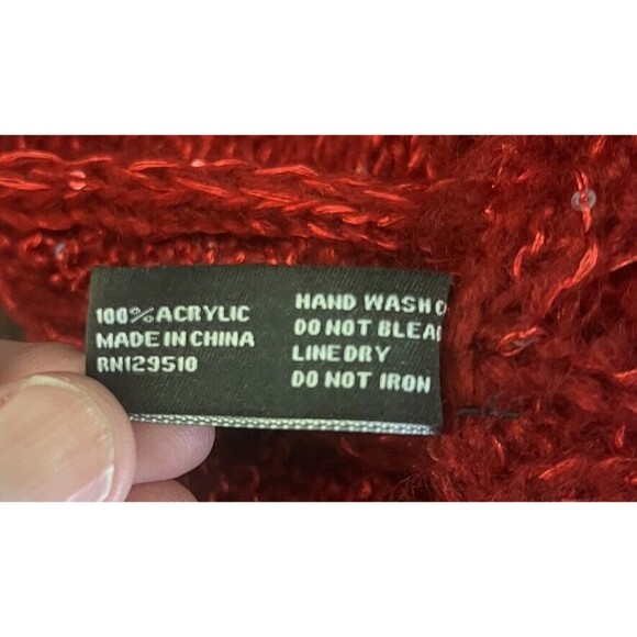 Charlotte Daniel Red Infinity Scarf Sequined Metallic Embellishments - Picture 4 of 4